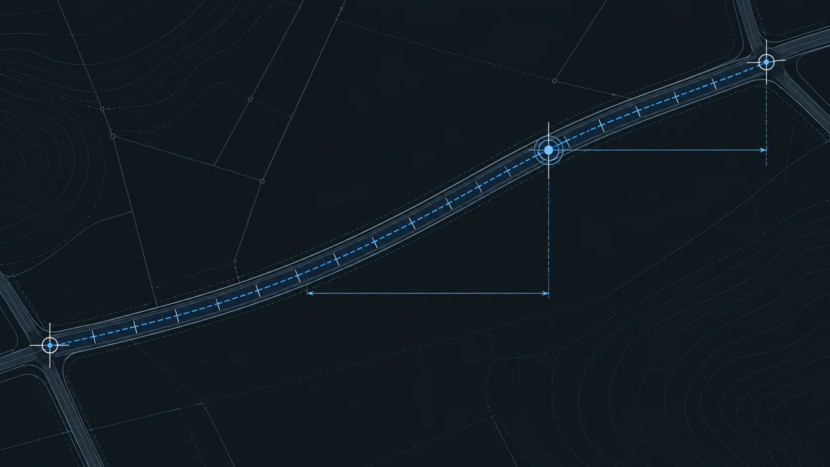 Netzknoten-Navigator 4 Lageplan eines Straßenabschnitts auf einem Arbeitstisch, eine markierte Position ist mit zwei Bestandszeichnungen verbunden